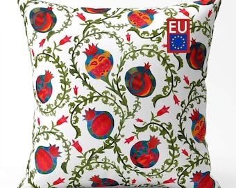 Pomegranate Pillow Cover, Botanical Chintz Cotton Cushion, Grandmillennial Pomegranate Decor, Square & Lumbar Sizes, sofa accent, NWC D06 EU