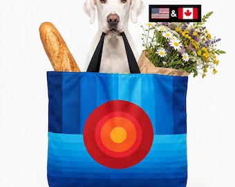 XL Tote Bag, Extra Large Canvas, Tote Bag with Pockets, Bold Abstract Geometric Art, Cotton Sateen Lined, Wide Straps, vp d05 US CA