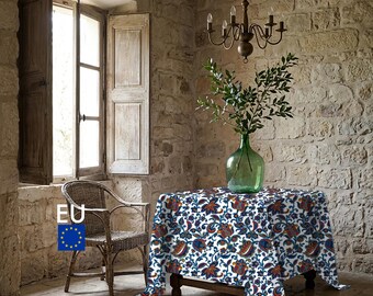 Paisley Tablecloth, Chintz Tablecloth, Jacobean Maximalist Tablecloth, Traditional Floral Folk Art Tablescape, NWC D02, EU