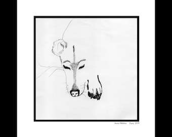 Jack Russell Line Art Print, Pen and Ink Dog Portrait, Black and White Drawing, Archival Giclee Print, Framed or Unframed Poster, AFT D02