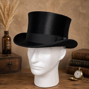 Schwarzer Seiden Hut | Viktorianischer Zylinder Männer | Formelle Hut | Steampunk Zylinder | Vintage Gentleman Hut | Hochzeits-Hut