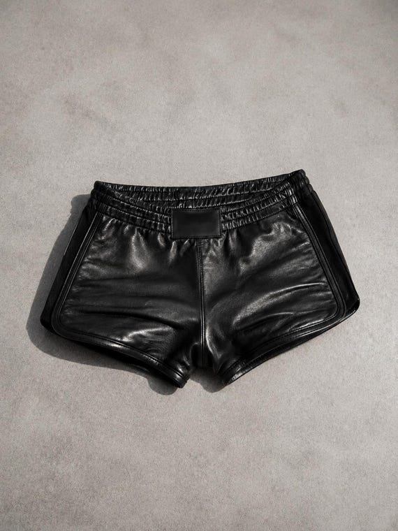 Women's Genuine Leather Shorts | Handmade Black Leather Mini Shorts | High Waist Leather Shorts | Festival Biker Shorts