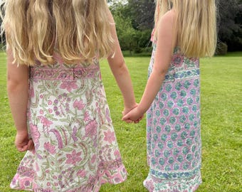 Hand Block Printed Cotton Dress- Size 6/7