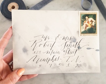 Wedding Calligraphy Envelope Addressing Messy Modern Style