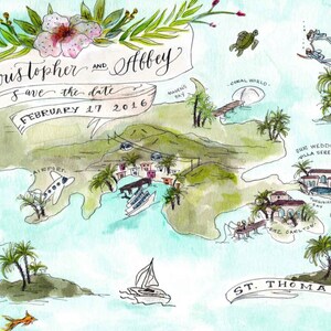 Tropical mariage carte illustrée carte escapade plage de l’île