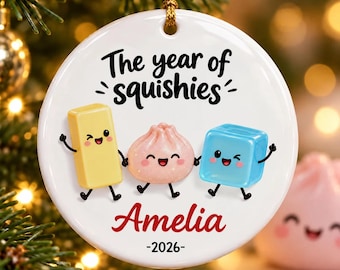 2026 Personalized Custom Name Year of Squishies Ornament, Funny Kids Christmas Ornament, Squishy Hunting Keepsake, Cute Stocking Stuffer