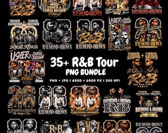 35+ R&B Tour PNG, Chris Brown and Usher Raymond PNG Bundle, RB Tour 2026 Concert Shirt Design, Bootleg Rap Tee Sublimation Digital Download