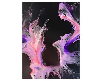 Purple Galaxy | Original Acrylic Pour Painting | 11x14 Canvas Wall Art | Handmade Abstract Decor