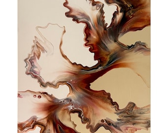 Seta autunnale / Dipinto originale in acrilico colato / Quadro su tela 16x20 / Decorazione astratta fatta a mano