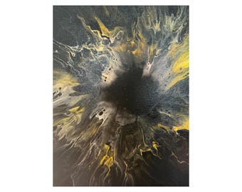 スチールエクスプロージョン｜オリジナルアクリルポーリング絵画｜11x14インチキャンバスウォールアート｜手作り抽象装飾