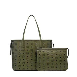 MCM Grünes Monogramm Tragetaschen Set | 90er Jahre Schultertasche