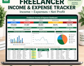 Income and Expense Tracker for Google Sheets | Income, Expenses & Profit Spreadsheet