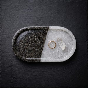 Pyrite & Selenite Crystal Resin Tray | Modern Vanity Gemstone Charging Plate Gift for Her