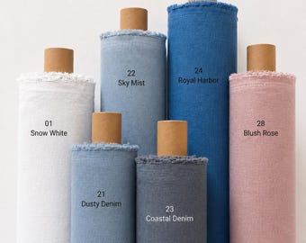 Organic Linen Fabric by the Yard, Lightweight 120gsm,European Flax Linen for Curtains, Bedding, Apparel & Home Decor, OEKO-TEX Certified