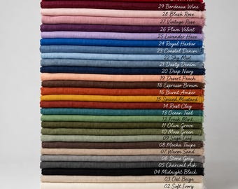 Lightweight Linen Fabric by the Yard ,Pure Flax Linen Fabric, breathable natural linen texture for Curtains, Bedding, Clothing & Home Decor