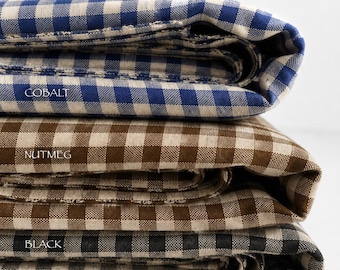 Gingham Linen Fabric by the Yard, 100% Linen Check Fabric, Farmhouse Decor Fabric, Cafe Curtain Fabric, Table Linen, Checked flax for sewing