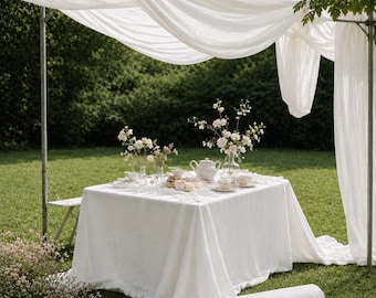 Wedding linen Fabric by the Yard, 188gsm Medium Weight linen Cloth, Arch Draping Fabric, Reception Decor, Backdrop Fabric, Event Styling