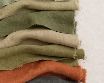 Washed 100% Linen Fabric by the Yard , Green Linen Collection , Soft Mid-Weight Linen , 57" Wide European Flax Linen