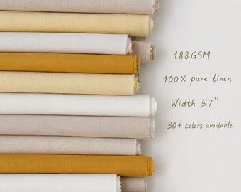 Cream Linen Fabric by the Yard, Natural Flax Cloth, Farmhouse Home Decor, Table Linen, Kitchen Sewing Fabric, Cottage Style Textile