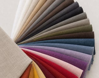 Organic Linen Fabric by Yard, Washed Linen Fabric, Medium Weight Pure Linen, 57" Wide, Natural Linen for Sewing, Curtains, Bedding