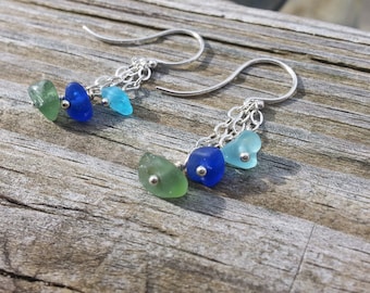 Multi-Dangle Beach Glass Earrings