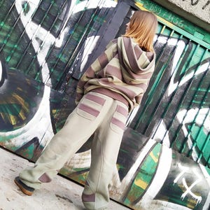Luźne spodnie dresowe w kolorze khaki i brązu | Szerokie spodnie typu joggers unisex | Luźne spodnie w stylu streetwear
