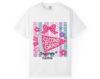 Camiseta de maestra de segundo grado / Camiseta escolar de algodón teñida en prenda