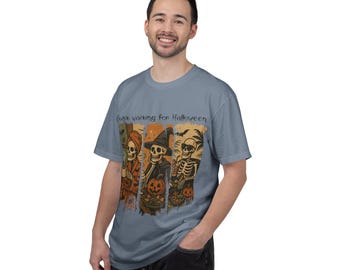 Camiseta del trío de esqueletos esperando Halloween / Camiseta de calavera y calabaza de Halloween