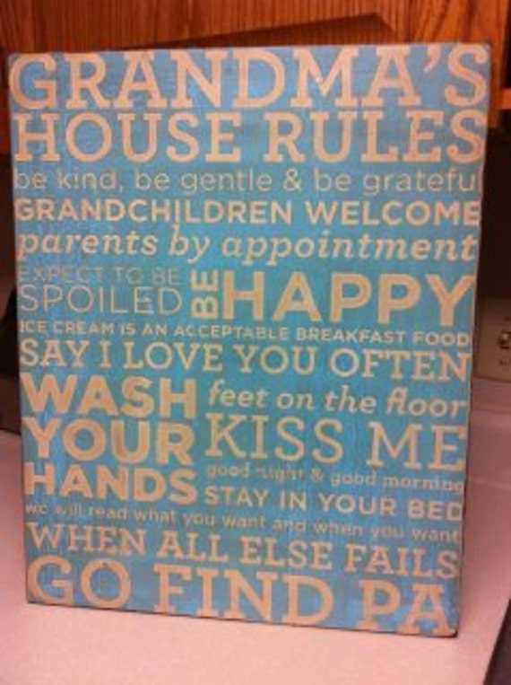 Items similar to 16x20 HAND PAINTED Grandma's house rules on Etsy