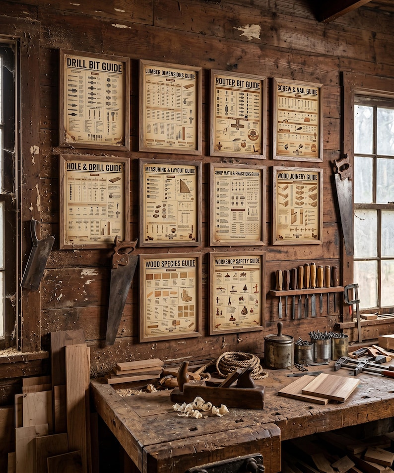 Woodworking Math Workshop Math Fractions Guide Poster | Woodworking Reference Chart ...