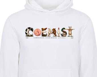 COEXIST | Animal Lover | Compassion Everywhere Apparel | Be Kind to Every Kind | Plant Based | Vegan | Lane Seven Unisex Premium Hoodie
