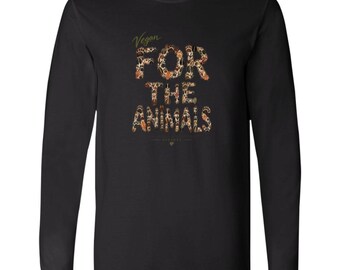 Vegan For The Animals | Go Vegan Tee | Animal Rights | Paw Prints | Bella + Canvas Men's Long Sleeve Shirt
