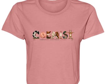 COEXIST | Bella + Canvas Ladies Flowy Cropped Tee | Vegan | Compassion Everywhere Apparel