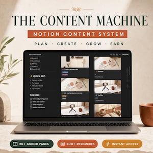 Notion Content Planner for Creators - Content Calendar, Ideas Vault & Growth Tracker - All-in-One Template