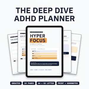 ADHD Hyperfocus Planner, Focus Management Tracker, Project Planner Concentration Tool, Attention Control Deep Work System
