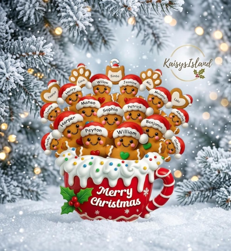 Custom Gingerbread Personalized Gingerbread Family Magnet, Custom Name Christmas Fridge ...