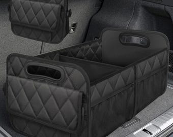 50L Car Trunk Organizer for SUV, Waterproof Foldable Storage Organizer with Reinforced Handles, Cargo Bin for Car, Truck & Jeep, Black