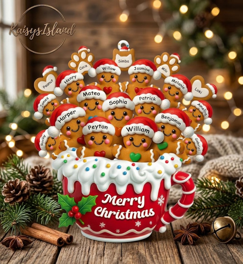 Custom Gingerbread Personalized Gingerbread Family Magnet, Custom Name Christmas Fridge ...