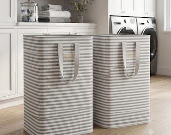 2 Pack Collapsible Laundry Baskets, 80L Waterproof Clothes Hamper with Handles