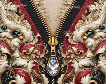 Rood crème en zwart, ritsomslag met juwelen voor een beker, alleen png-bestand Digitale download