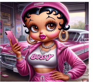 Betty in roze, png, 300 dpi voor sublimatie, glijbaan of printbare vinyldownload