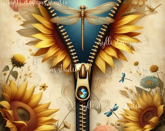 Zonnebloem-ritsbeker wrap png, alleen digitaal bestand