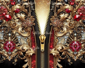 Zwarte bloemen-png met ritsjuwelen, digitaal bestand alleen voor een bekeromslag 300 dpi