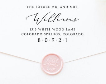 The Future Mr and Mrs Return Address Stamp, Address Stamp, Return Address Stamp, Future Mr and Mrs address Stamp, Serif Font, Custom (T873)