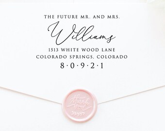 The Future Mr and Mrs Return Address Stamp, Address Stamp, Return Address Stamp, Future Mr and Mrs address Stamp, Serif Font, Custom (T850)