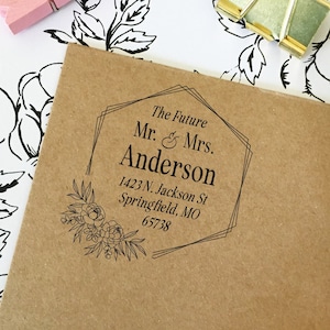 The Future Mr and Mrs Return Address Stamp, Wood or Self Inking, For Wedding Invitations or Save The Dates (T531)