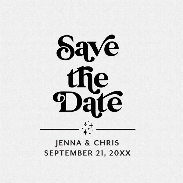 Save The Date Stamp, Wedding Favors Stamp, Self Inking Stamp, Rubber Stamp, Bold Retro Personalized Save The Date Stamp, Custom (T32)
