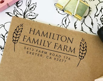 Return Address Stamp, Self Inking Stamp, Return Address Stamp, Wedding Gift, Housewarming, Farm Stamp, Personalized, Wood Handle (T177)