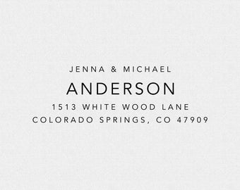 Modern Return Address Stamp: Self-Inking or Wood Rubber Stamp