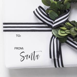 From Santa Rubber Stamp, Calligraphy Gift Tag, Christmas Packaging